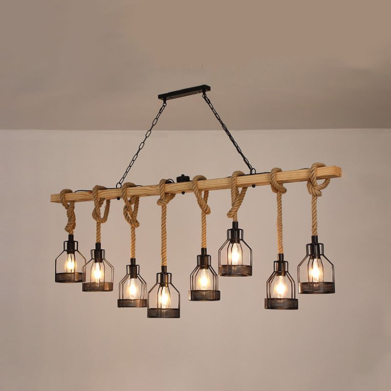 Colgante de isla múltiple de isla de metal industrial múltiple con cuerda natural