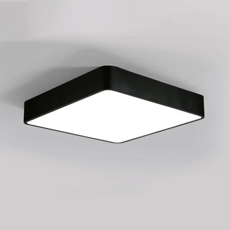 Rectangular Office Flush Lamp Metallic Modern LED Ceiling Mounted Light in Black