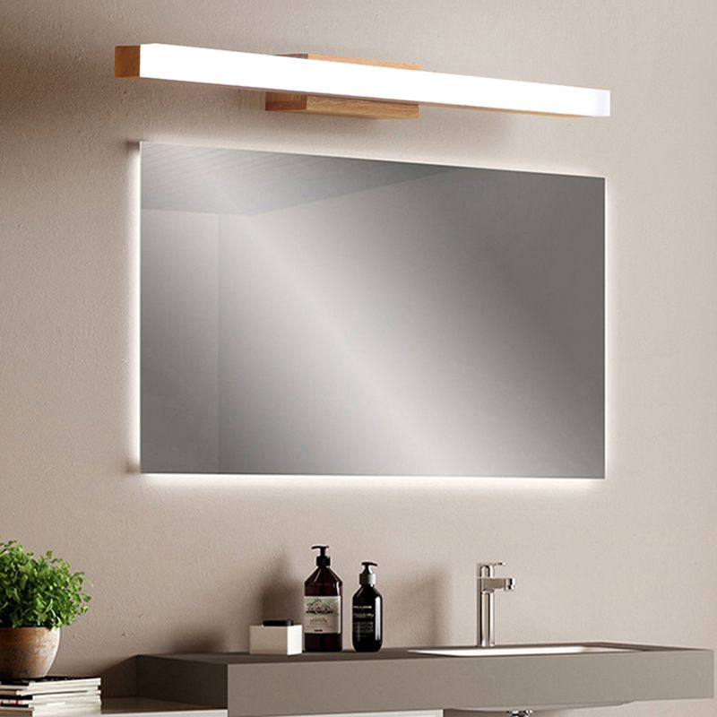 Nordic Style Wooden Vanity Light LED Rectangle Shape Vanity Lamp for Shower Room