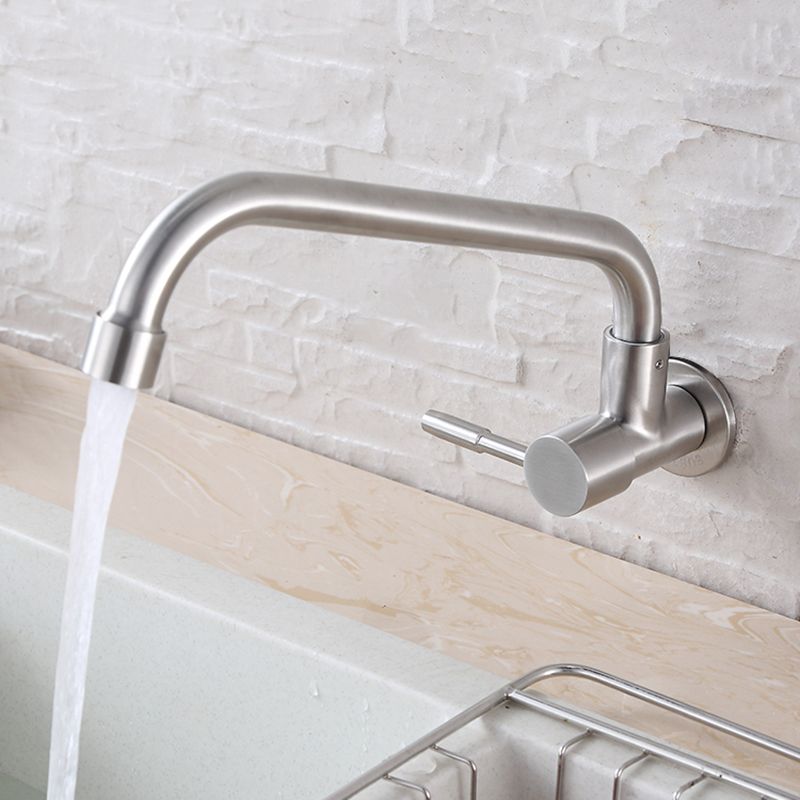 Contemporary Single Handle Bar Faucet Pull-down Wall-mounted Faucet in Chrome
