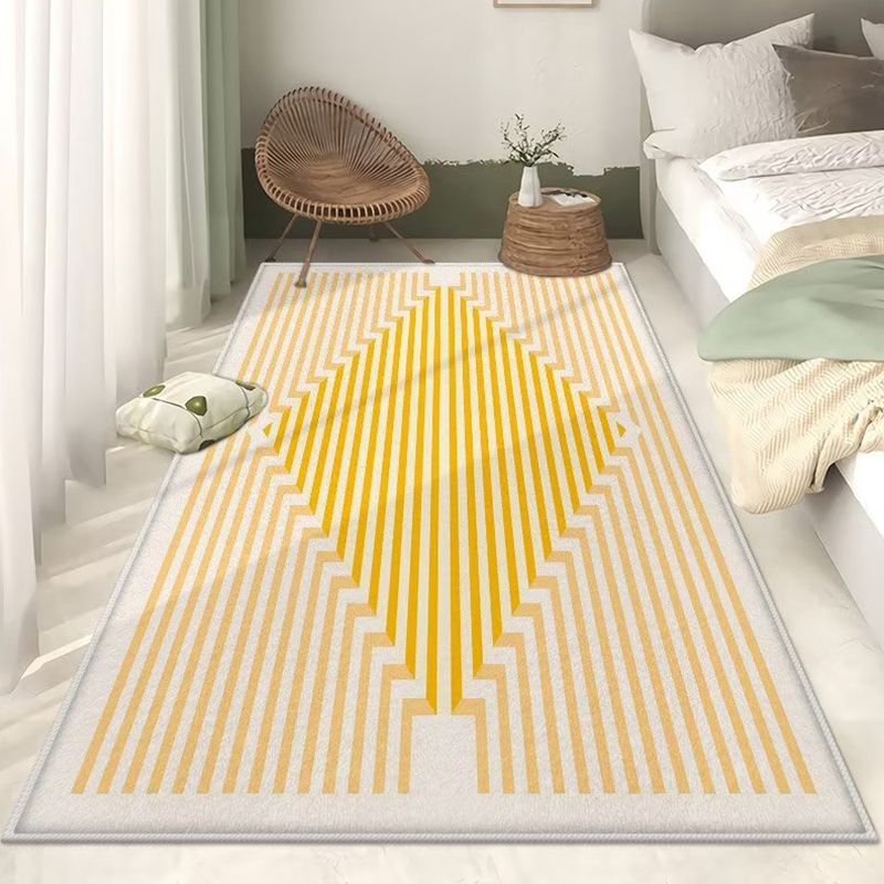 Yellow Striped Carpet Nordic Polyester Carpet Washable Carpet for Home Decor