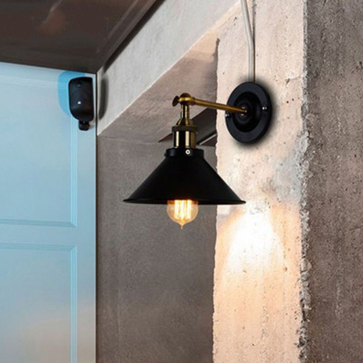 Industrial Style Wall Sconce Metal 1 Light Sconces for Living Room