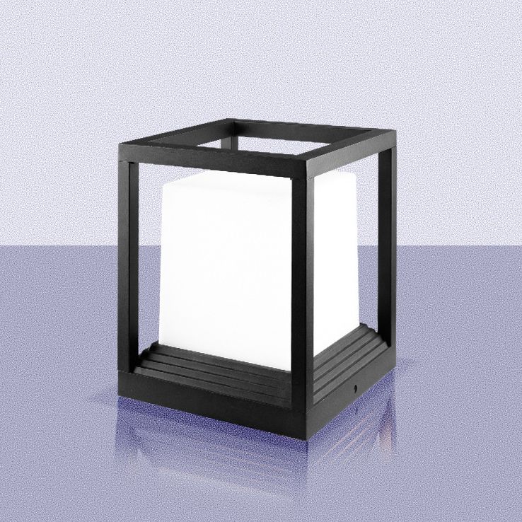 Rectangular Outdoor Lights Black Aluminum Pillar Lamp with Acrylic Shade for Garden