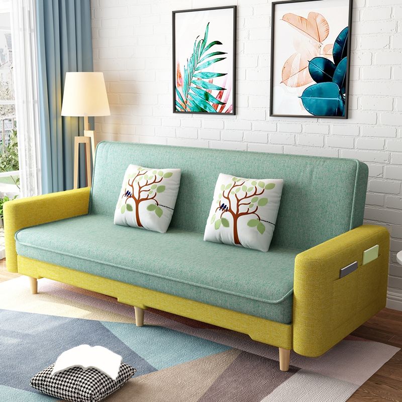 Living Room Contemporary Sleeper Square Arm 3-seater Linen Sofa