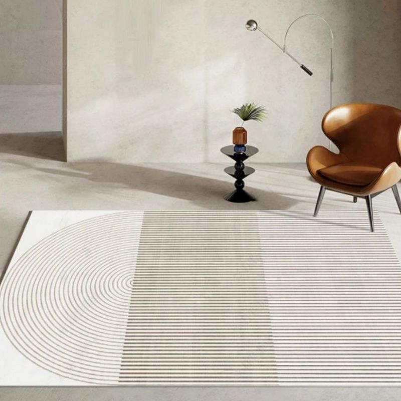 Khaki Modern Area Carpet Geometric Pattern Polyester Area Rug Non-slip Backing Rug for Living Room