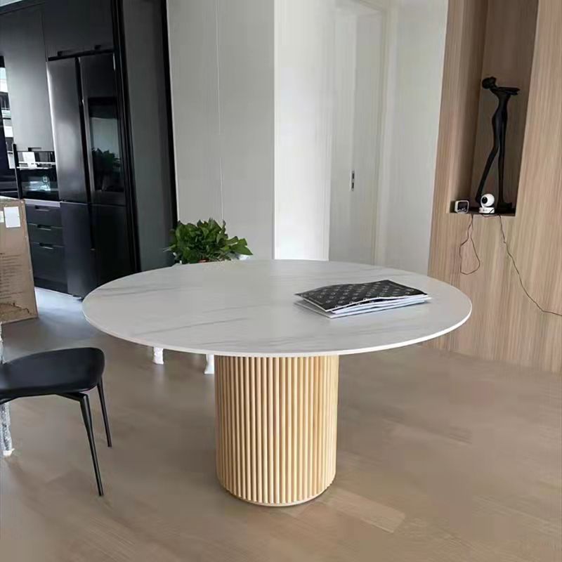 Round Dining Table Modern Style Solid Wood Dinner Table for for Kitchen Home Furniture