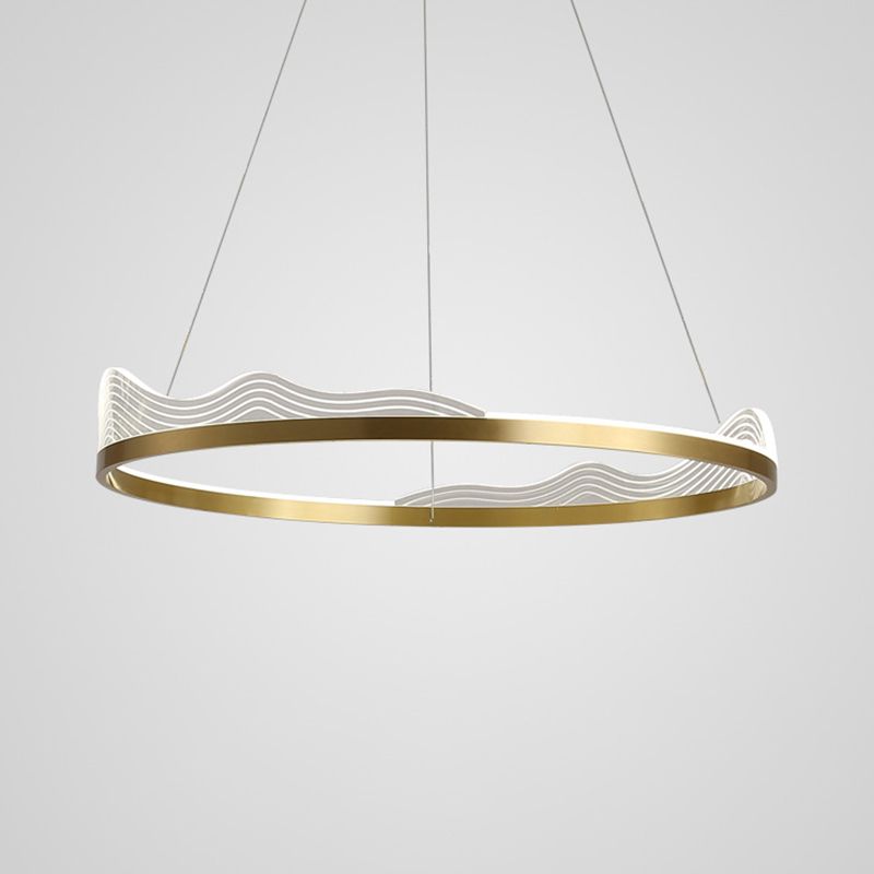 Ring Bedroom Chandelier Pendant Light Metal LED Simple Style Pendant Lighting Fixture in Gold