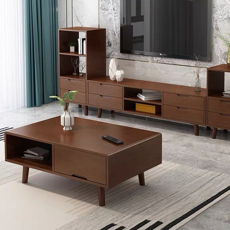 Rectangular/square 4 Legs Base Solid Wood Table Nordic Style Coffee Table