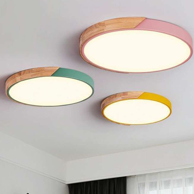 Nordic Simple Flush Plafond Licht Houten LED Flush Mount Verlichting voor Slaapkamer