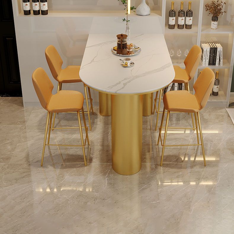 White Stone Top Counter Set Modern 1/2/5 Pieces Indoor Bar Stool and Table Set