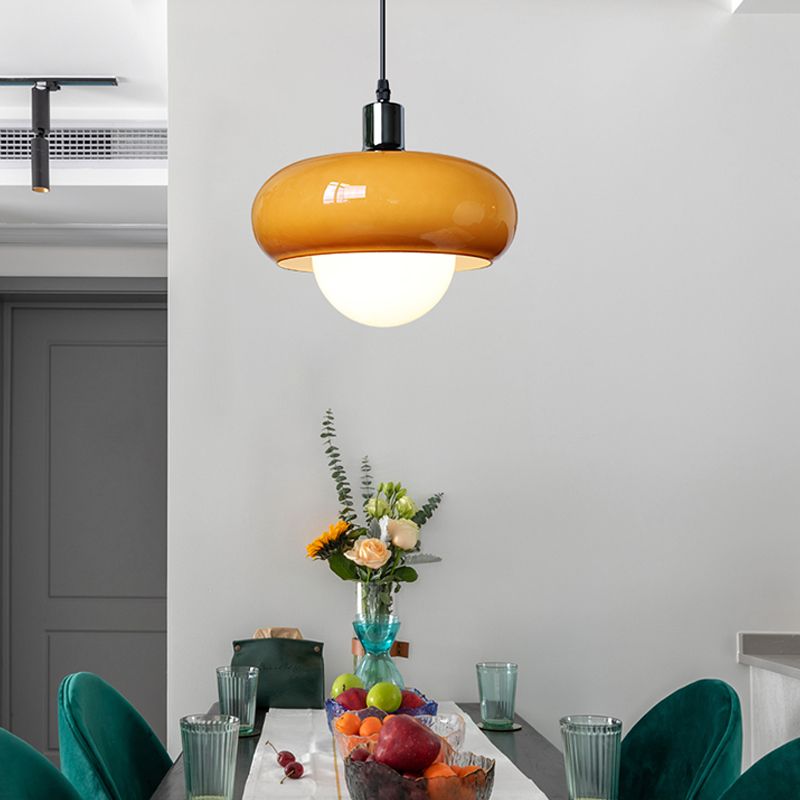 Nordic moderne 1-Light Pendant Light Drum Glass Prending Pendant Pendant Light for Bedroom