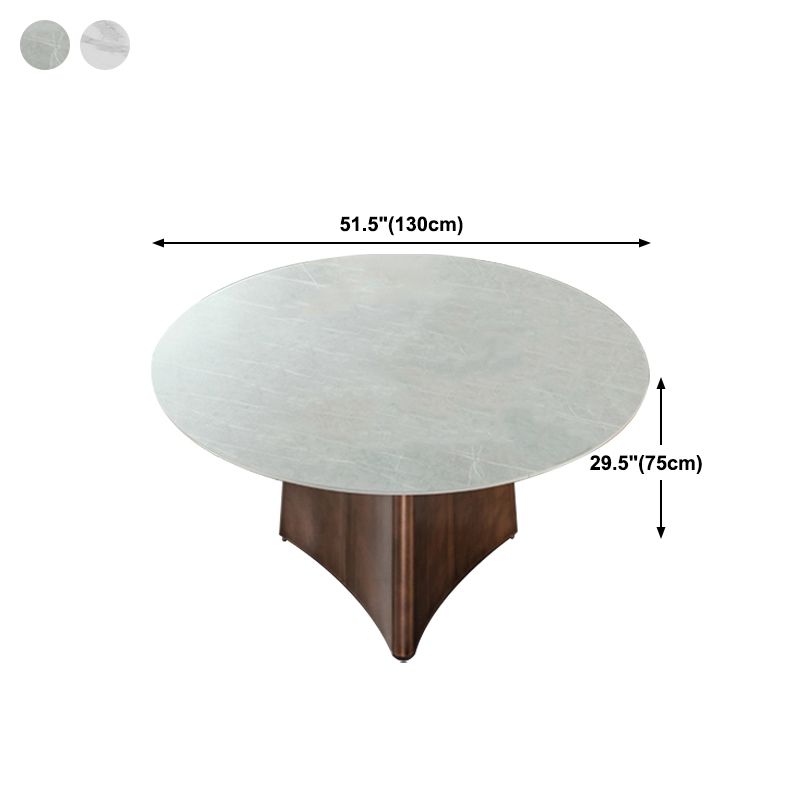 Stone Glam Round Dining Table Matte Finish Pedestal Table for Kitchen