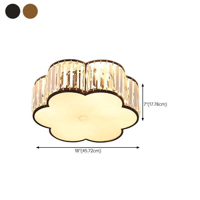Modern Geometric Flush Ceiling Light Crystal 4 Lights Flush Mount Light