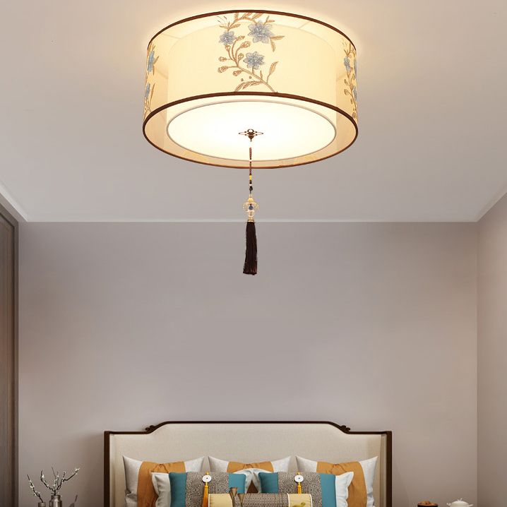 Traditional Flush Mount Light Fixtures 3-Light White Flushmount Ceiling Lamp for Living Room