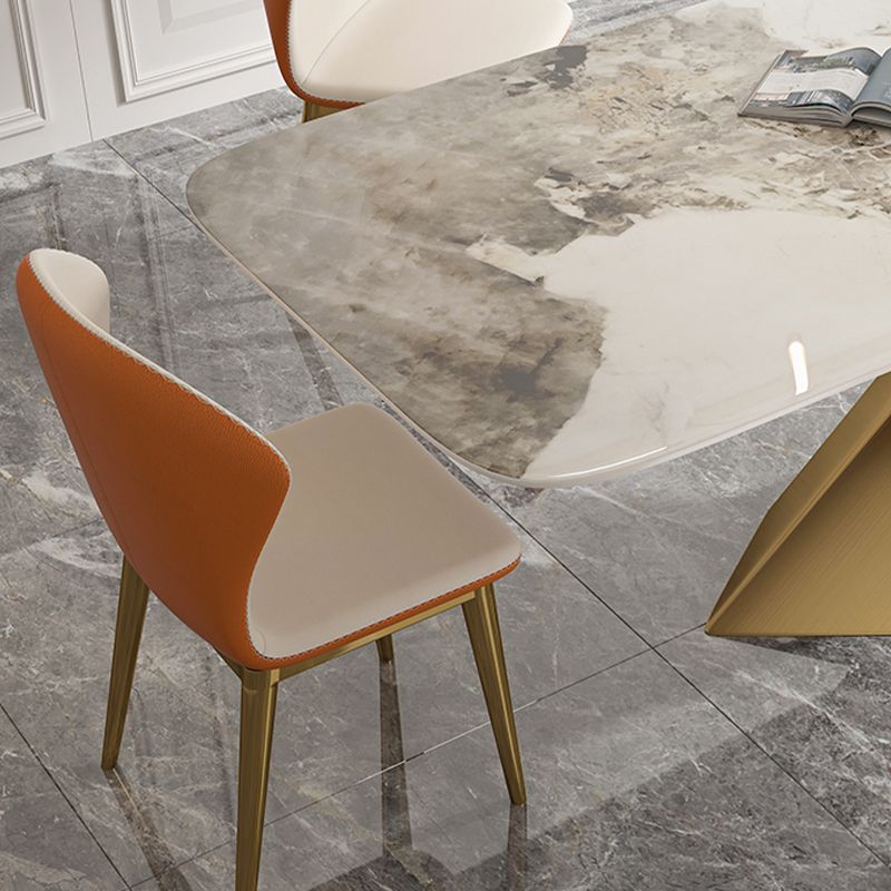 Glam Dinette Set with Leather Chairs 1/2/3/4/5 Pieces Glossy White Dining Table Set