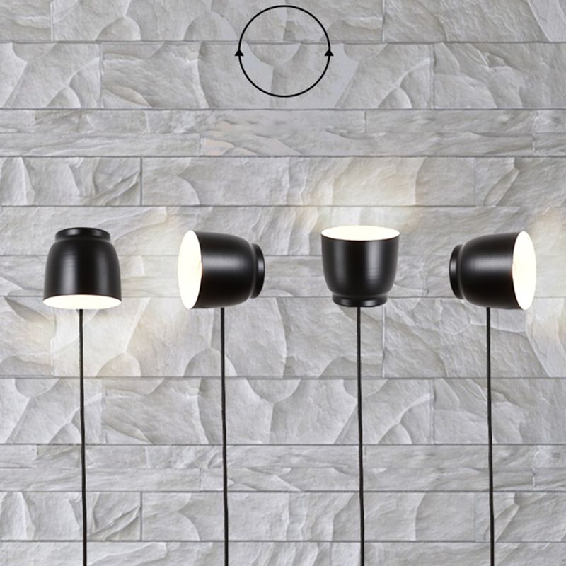 Nordic Wood Wall Light Geometric Metal Shade Wall Sconce with Switch for Bedroom