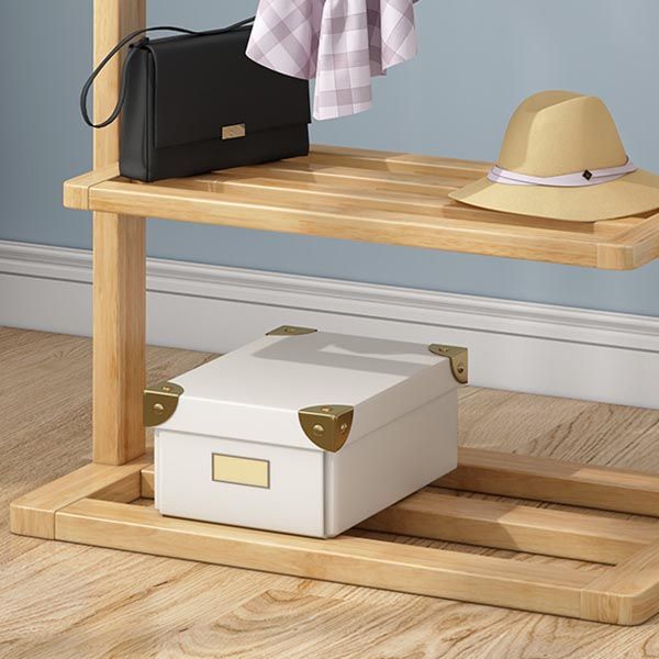 Solid Wood Storage Armoire Modern Style Bedroom Wardrobe with Shelves