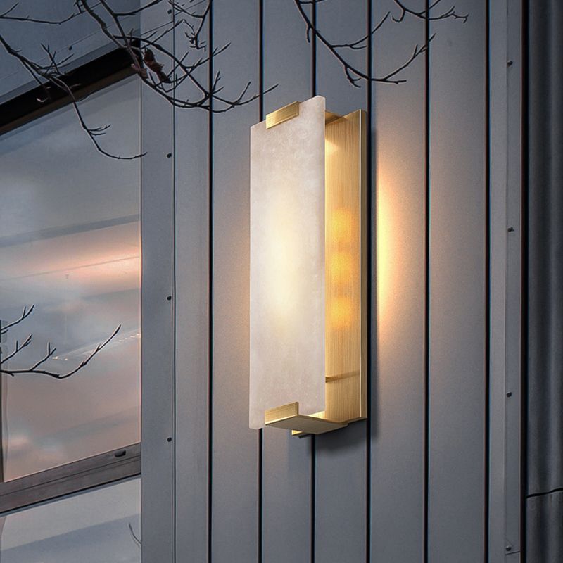 Post Modern LED Wall Sconce in Gold / Bronze Stainless Steel and Marble Wall Light
