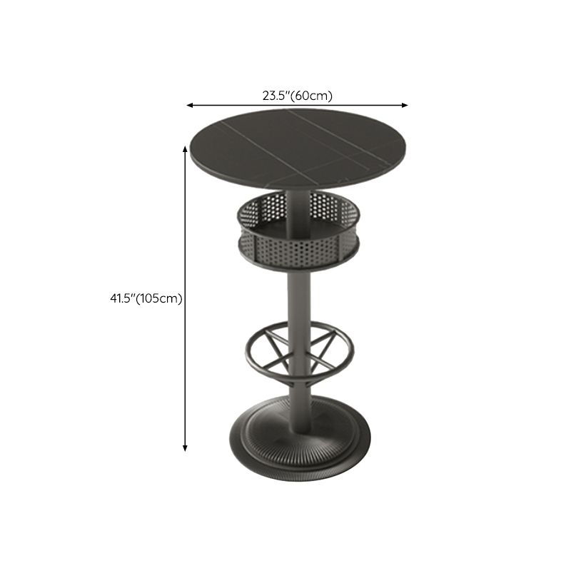 Industrial Style Bar Wine Table Black Bar Dining Table with Storage