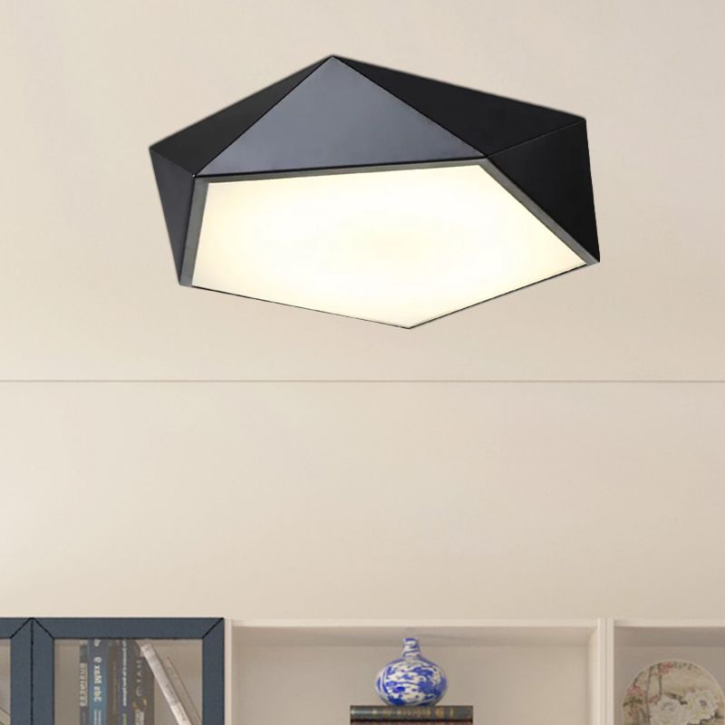16.5"/20.5"/24.5" Wide Geometric Metal Flush Mount Lighting Modern Led White/Black Flush Mount Ceiling Fixture
