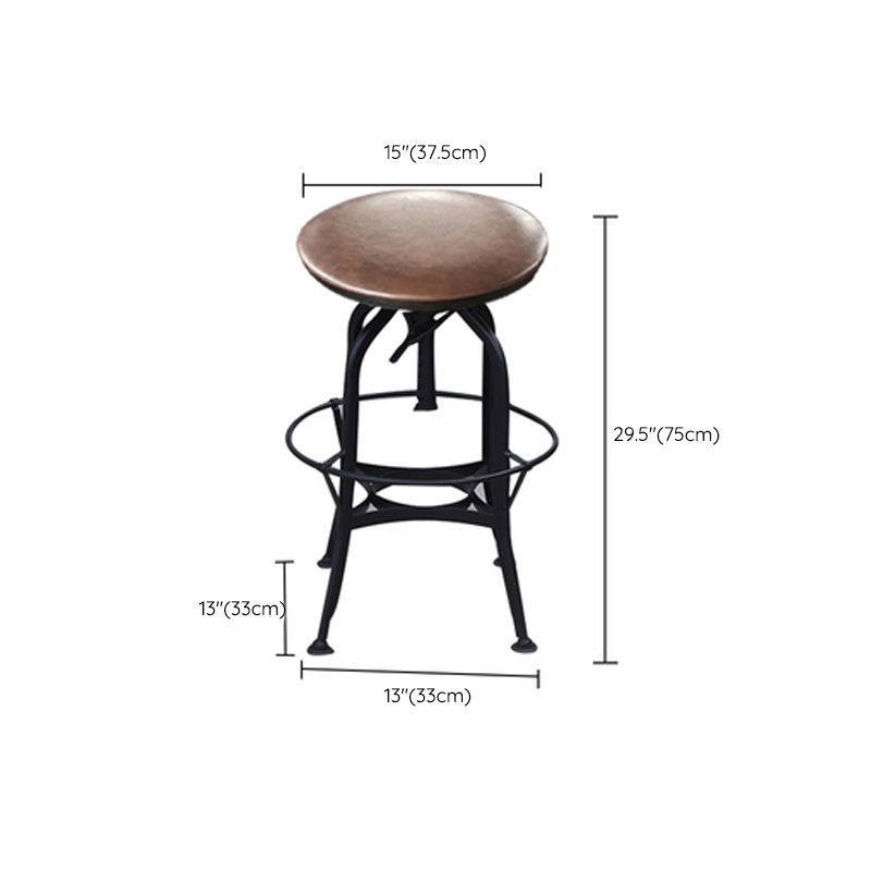 Industrial Metal Legs Bar Stools Indoor Faux Leather Counter Chair