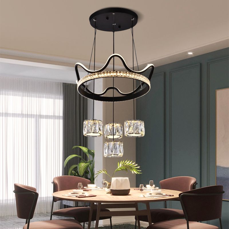 Nordic Crystal Chandelier Geometric 5 Lights Chandelier Pendant for Living Room
