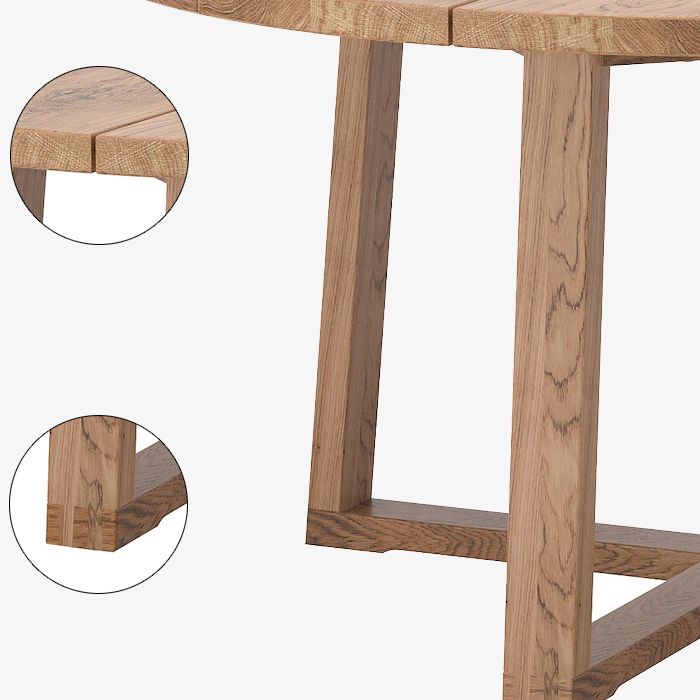 Contemporary Style Dining Table Solid Wood Round Natural Dinner Table for Home Kitchen