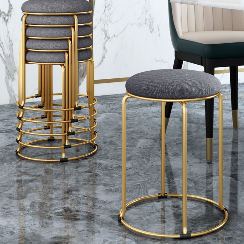 Standard Glam Velvet Ottoman Round Mildew Resistant Plain Ottoman