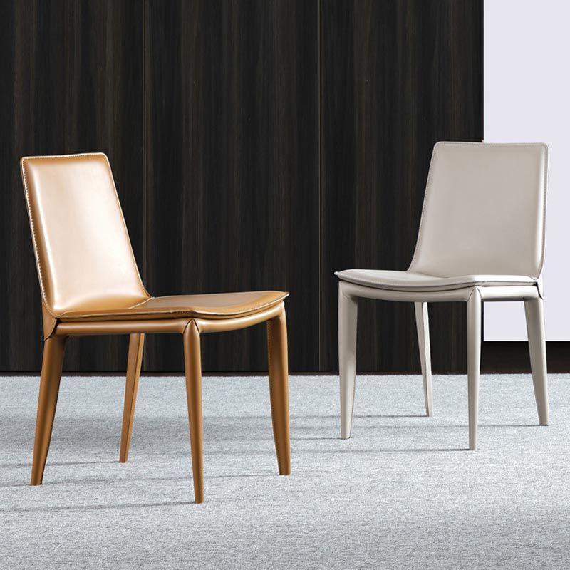 Contemporary Style Dining Chairs Armless Chair with Metal Legs for Kitchen