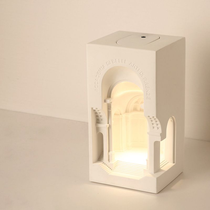 Geometric Wall Light Fixture Modern Stone 1 Light Wall Sconce in White