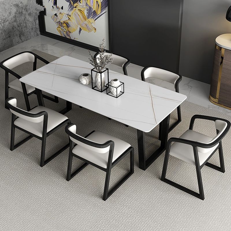 Rectangle Shape Two-Color Dining Table Industrial Double Pedestal Table for Dining Room