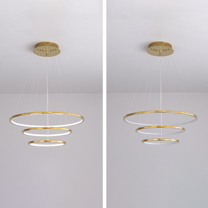 Modern Metal Chandelier Multi-Layer Circle Chandelier Pendant Lamps in Gold for Living Room