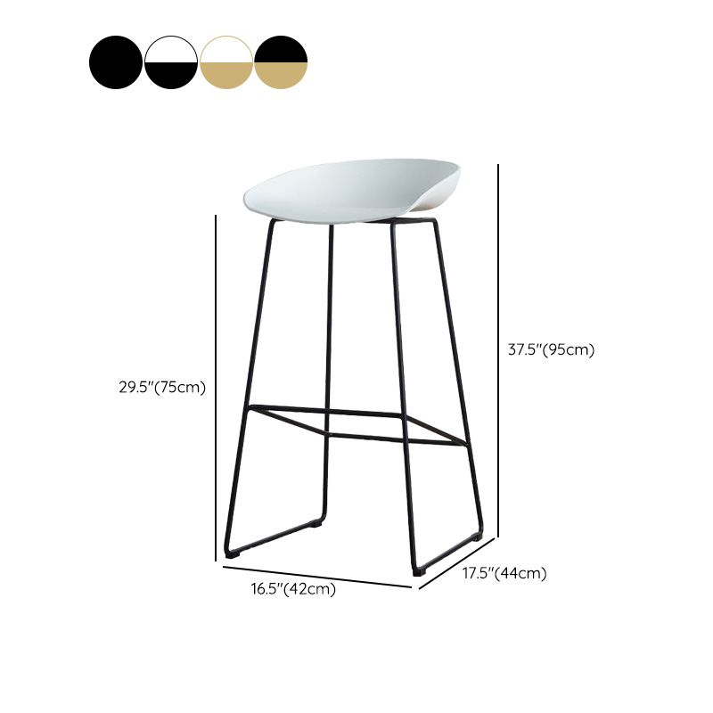 Glam Style Plastic Counter Stool Bucket Bar Stool with Metal Legs