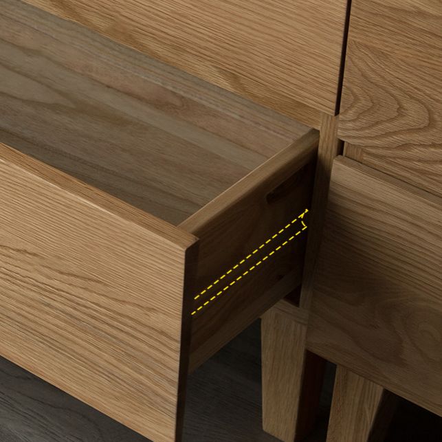 Modern Natural Cabinet with Drawers Solid Wood 16.9" D Chest