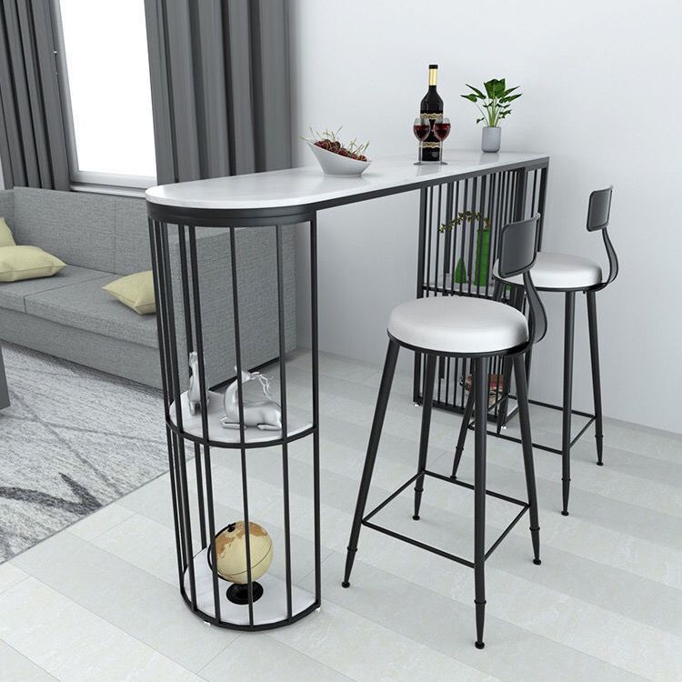 Specialty Pub Table Glam Bar Height Stone Top Bar Table for Living Room