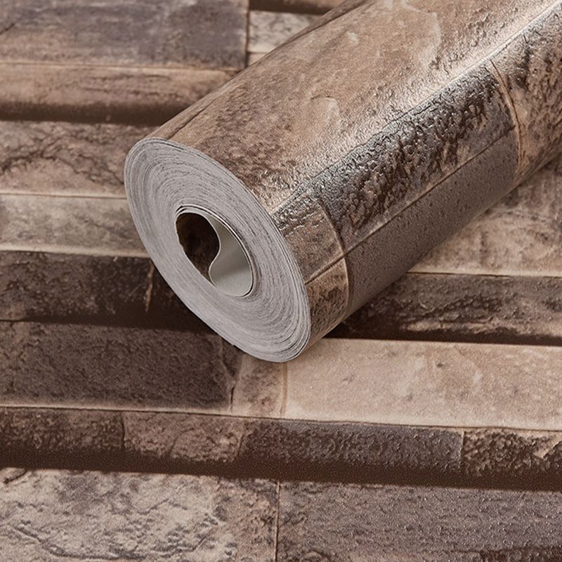 Dark Color Retro Rock and Brick Wallpaper, 20.5"W x 31'L, Non-Paste