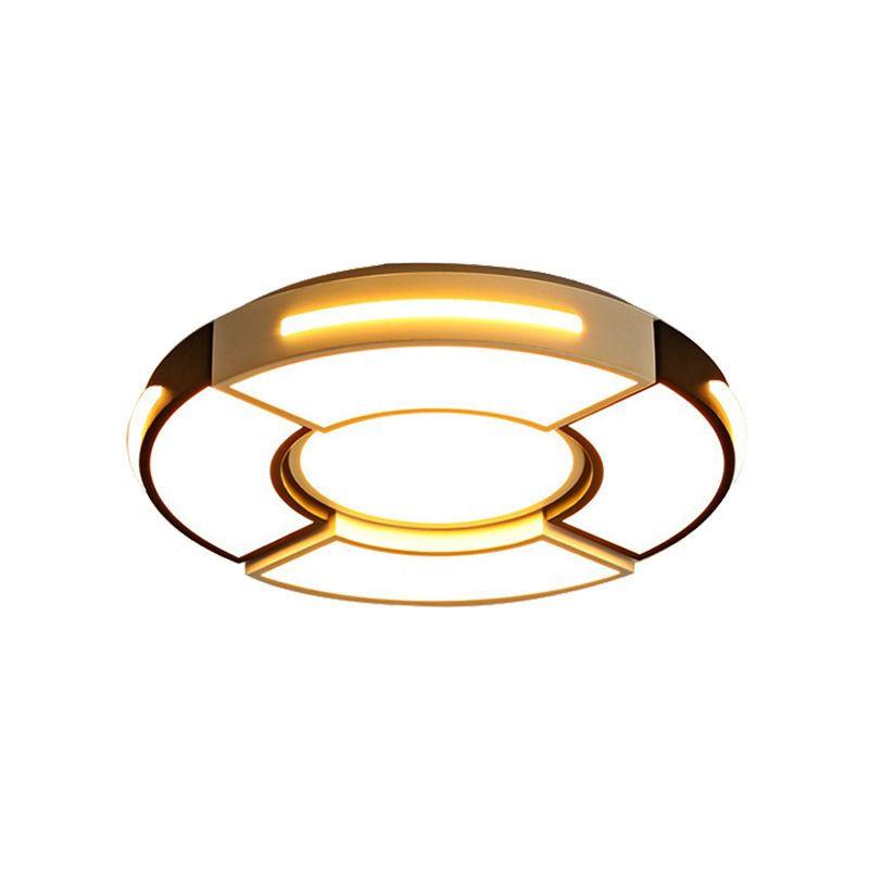 Plafonnier rond unique en acrylique moderne, 16/19,5/23,5 pouces, noir, chaud/blanc