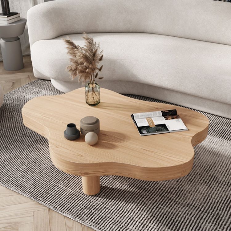 Free Form Solid Wood Coffee Table Set with 3 Legs Cocktail Table