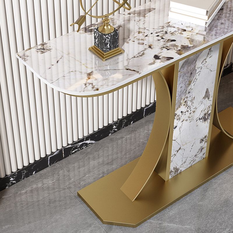 11.8" W Glam Console Table Slate Half Moon Scratch Resistant Console