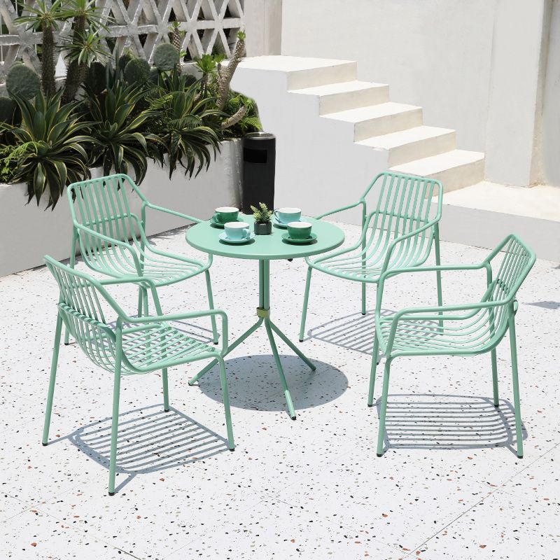 Contemporary Aluminum Dining Armchair Stacking Chairs 32.28" High