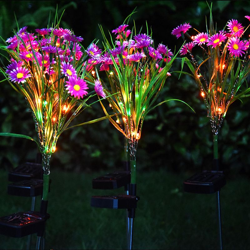 Wildflower Bouquet Solar Ground Light Modern Plastic Backyard LED Landscape Light