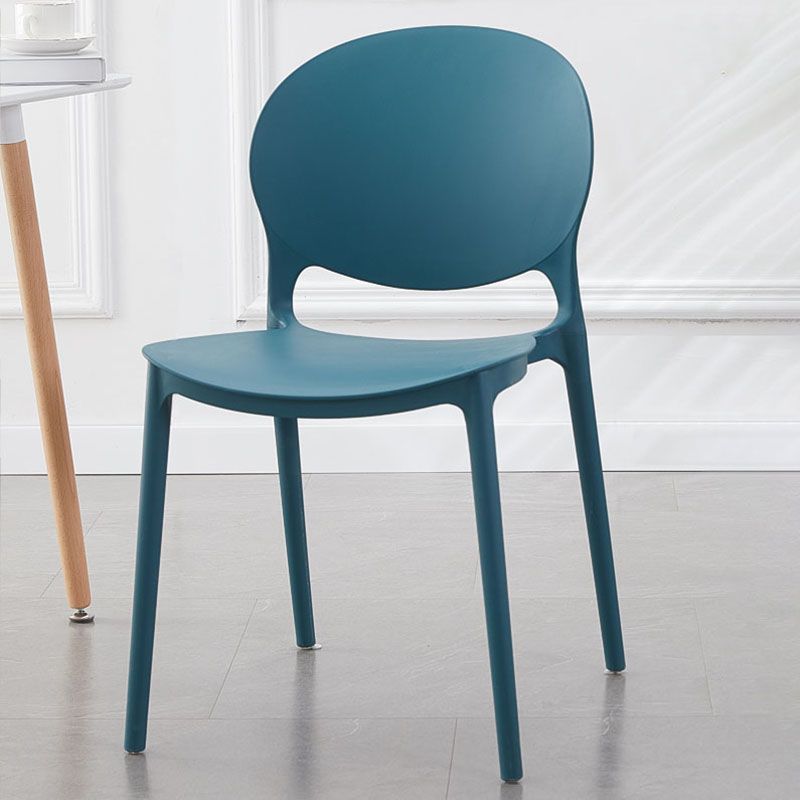 Contemporary Style Stackable Chairs Dining Open Back Armless Chair with Plastic Legs