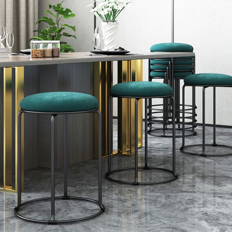 Standard Glam Velvet Ottoman Round Mildew Resistant Plain Ottoman