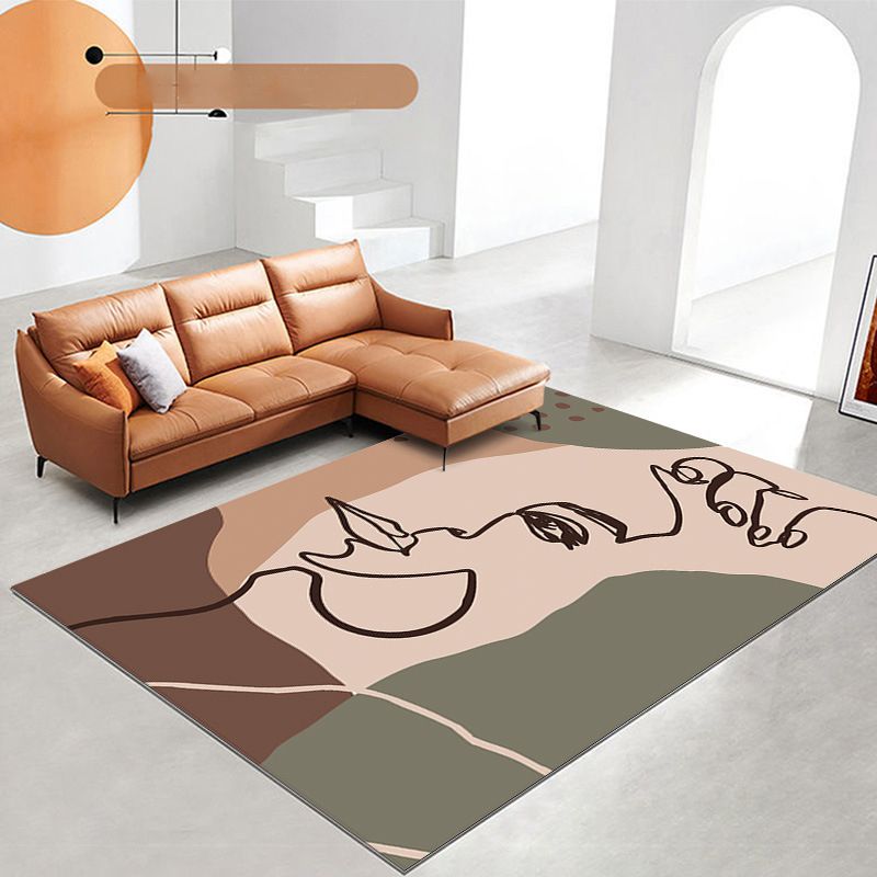 Pink Contemporary Carpet Polyester Color Piece Carpet Washabke Carpet for Living Room