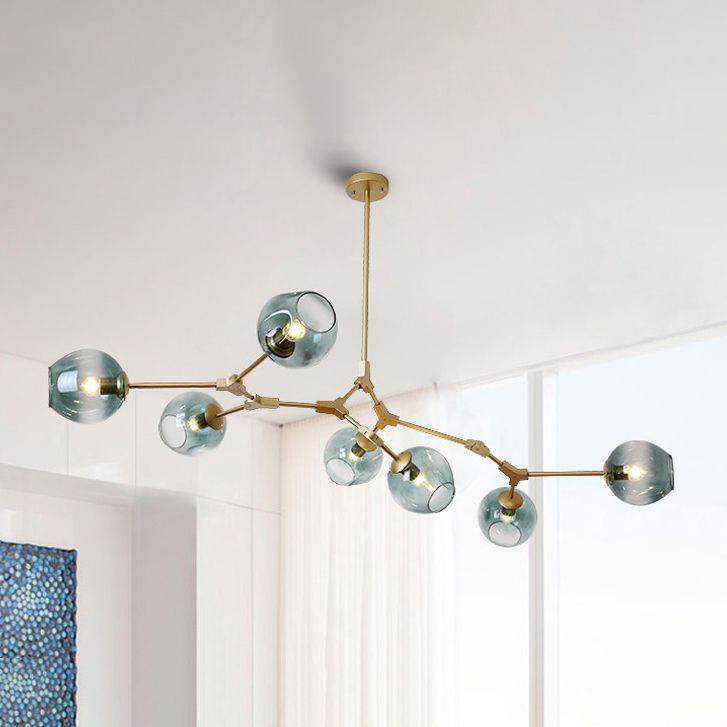 Bubble Chandelier Light Fixture with Ball Shade Modern Style Glass 5/6/7 Lights Black/Gold Finish Ceiling Lighting
