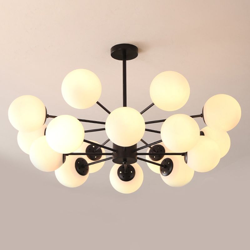 Leche de lámpara de sombra de pelota de vidrio blanco Estilo moderno Múltiples luces de la sala de estar accesorio de iluminación de la sala de estar