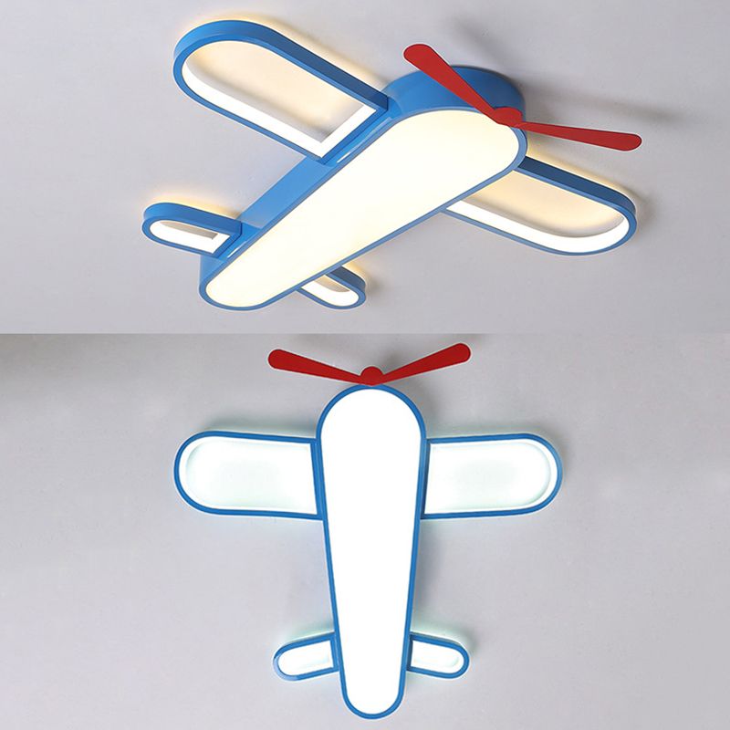 Plafonnier LED en forme d'avion à hélice, finition bleue en acrylique, luminaire décoratif d'intérieur, idéal pour une chambre de bébé