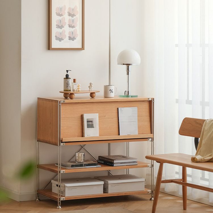 Industrial Accent Cabinet with 2 Shelves and 1 Door in Solid Wood