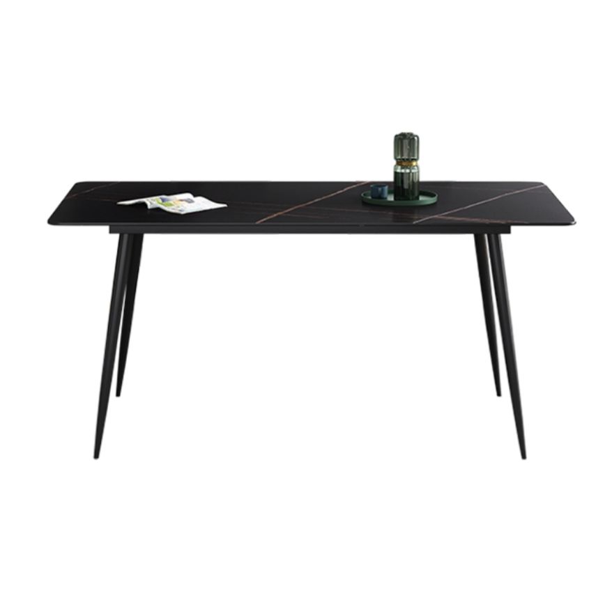 Mesa de comedor de rectángulo industrial de metal mesa de piedra sinterizada para comedor