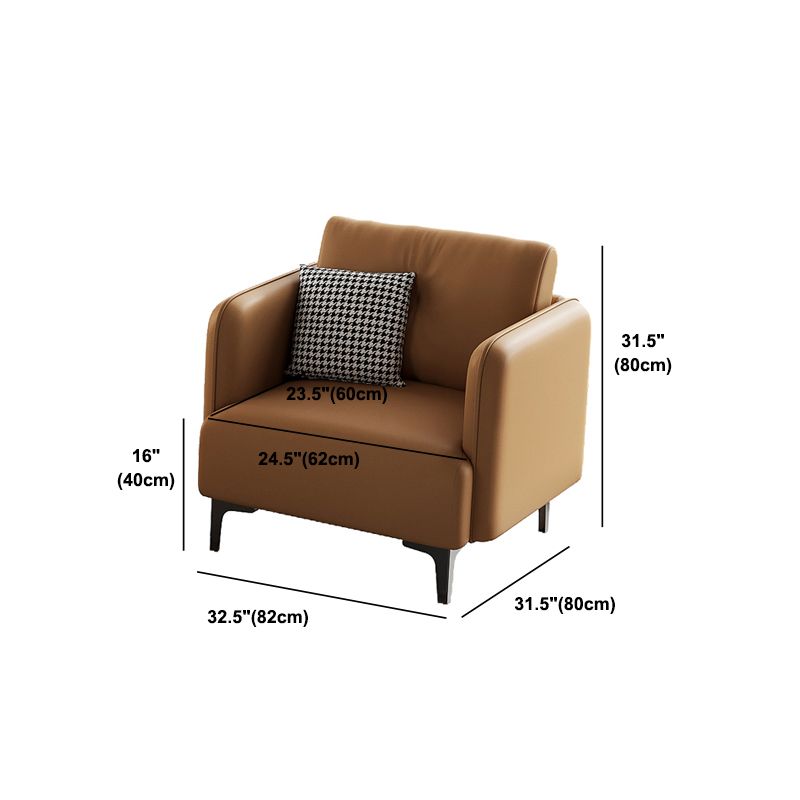 Tufted Square Arm Standard Modern Settee Couch in Orange/white